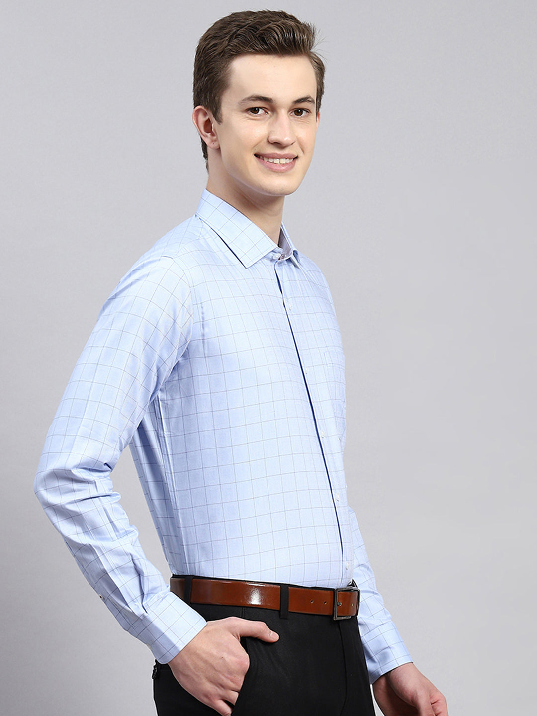 Men Sky Blue Printed Shirt