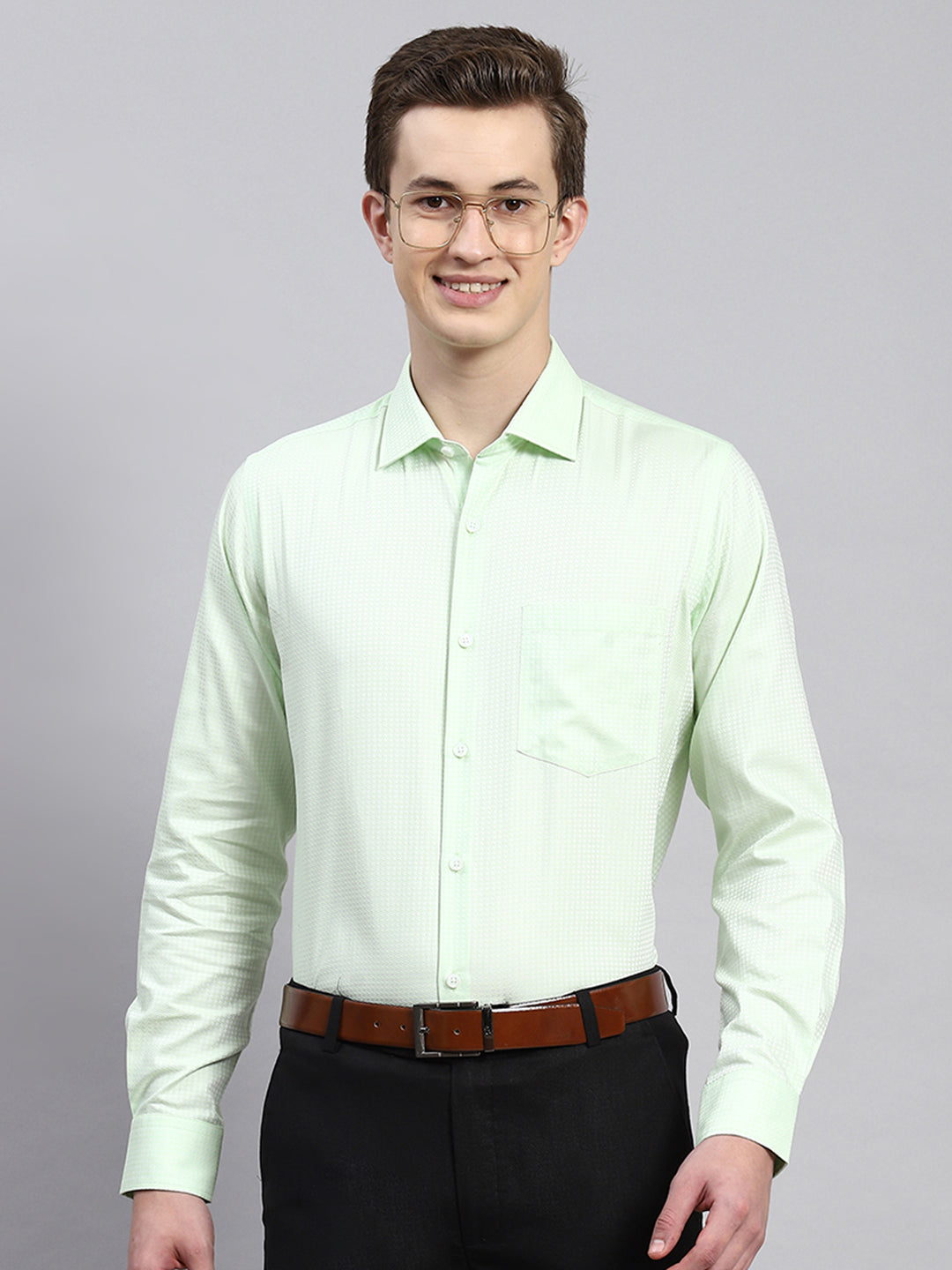 Men Sea Green Printed Shirt