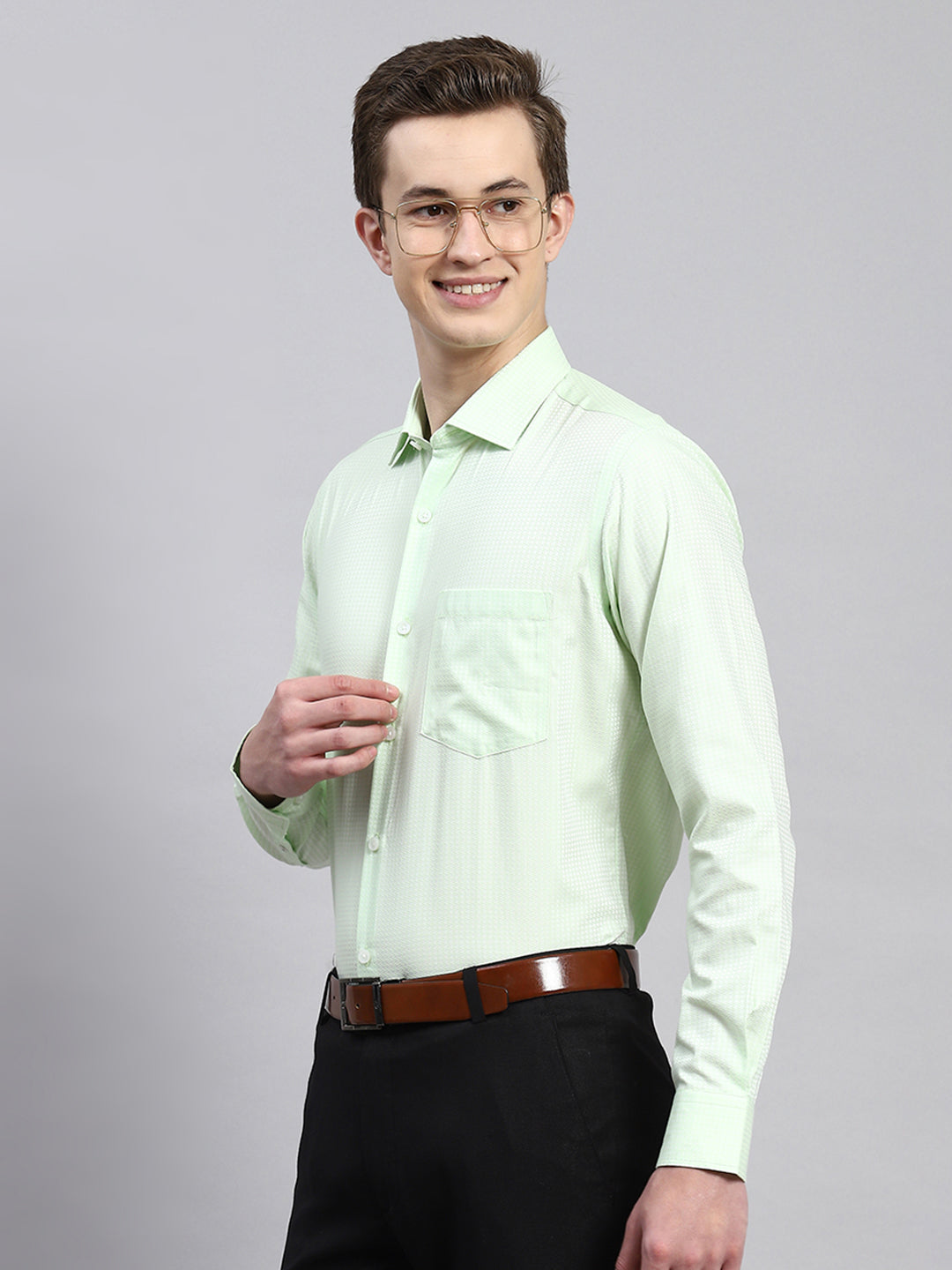 Men Sea Green Printed Shirt