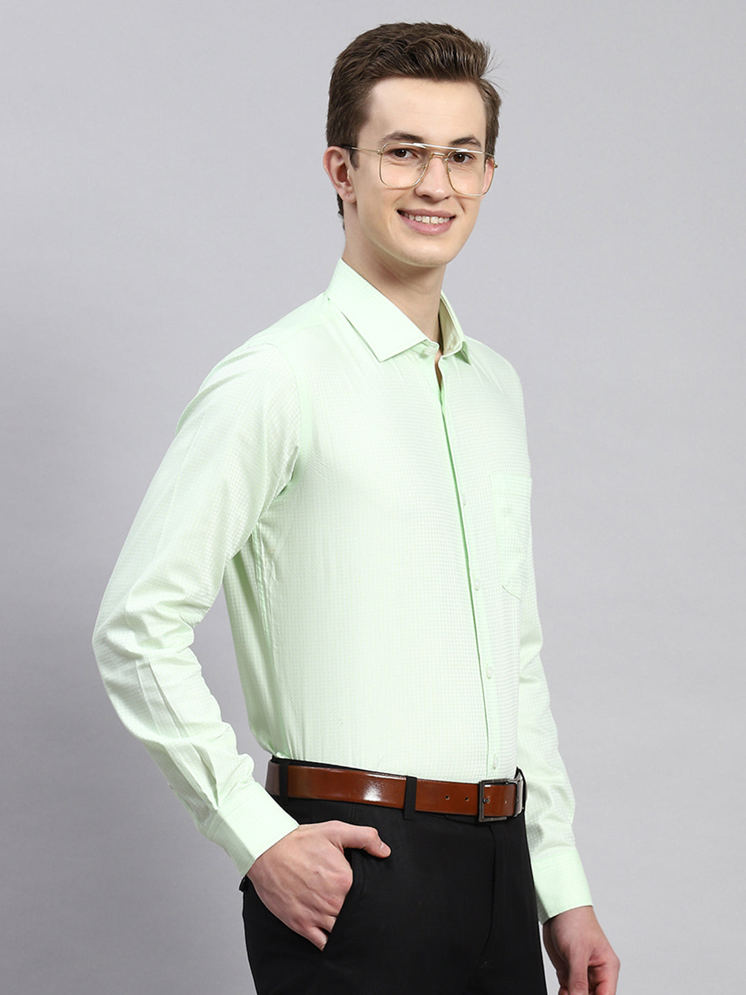 Men Sea Green Printed Shirt