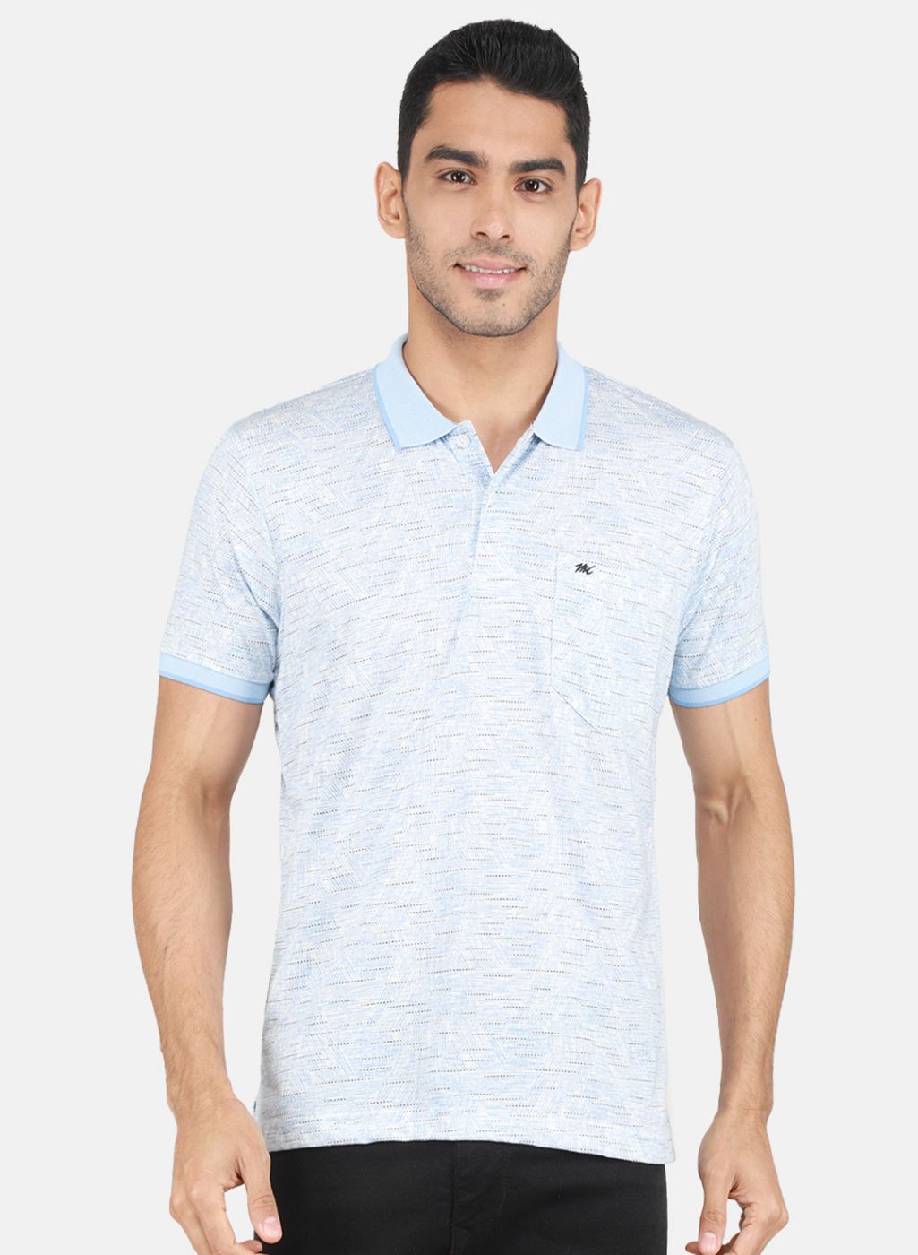 Men Sky Blue Printed T-Shirt