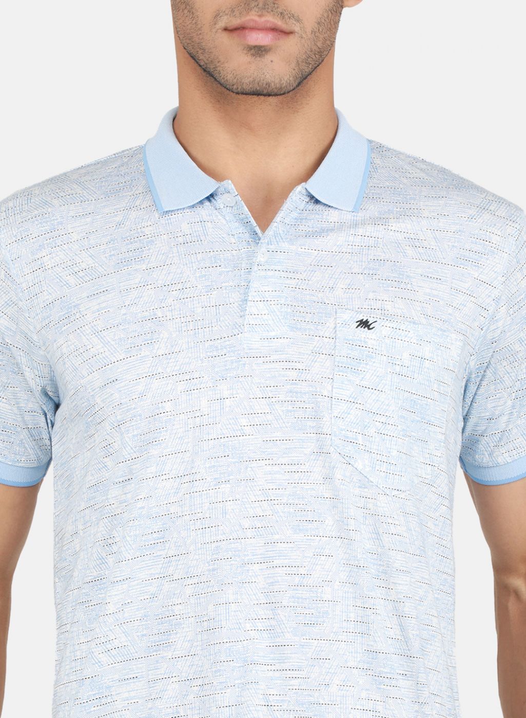 Men Sky Blue Printed T-Shirt