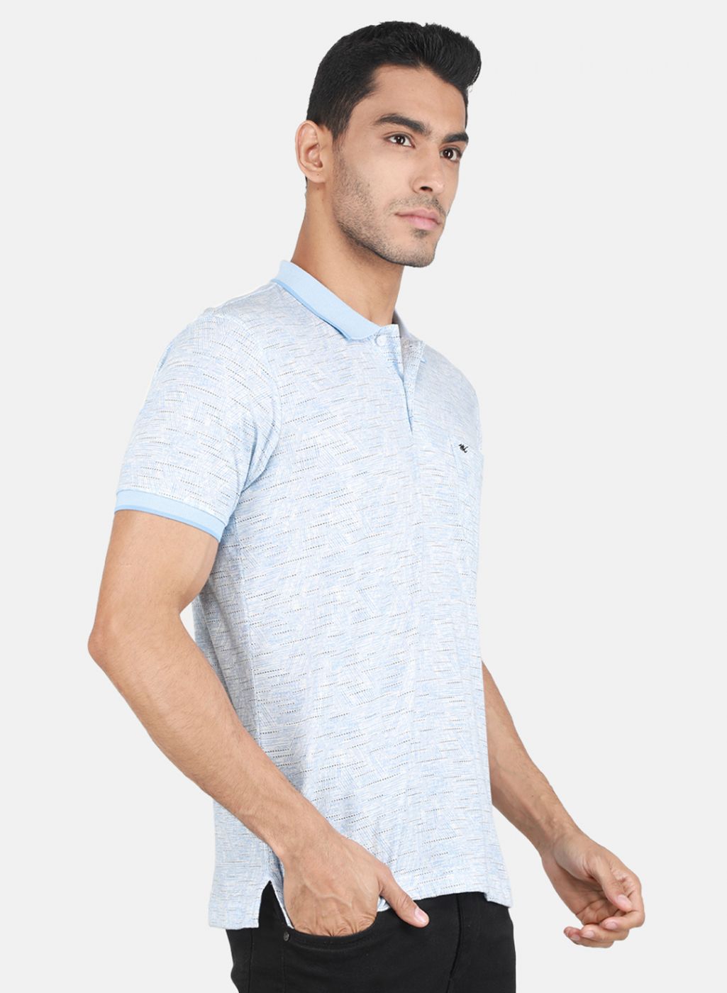 Men Sky Blue Printed T-Shirt