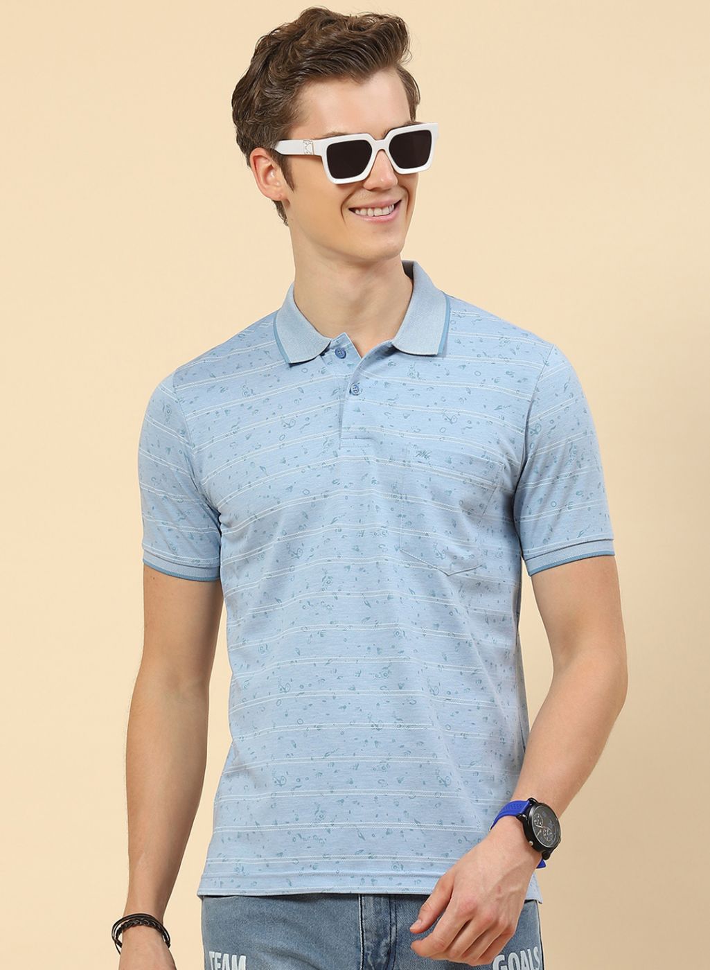 Men Blue Printed T-Shirt