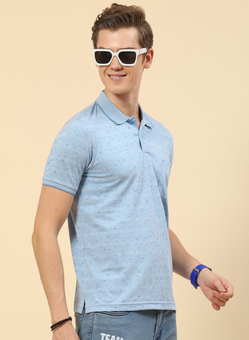 Men Blue Printed T-Shirt