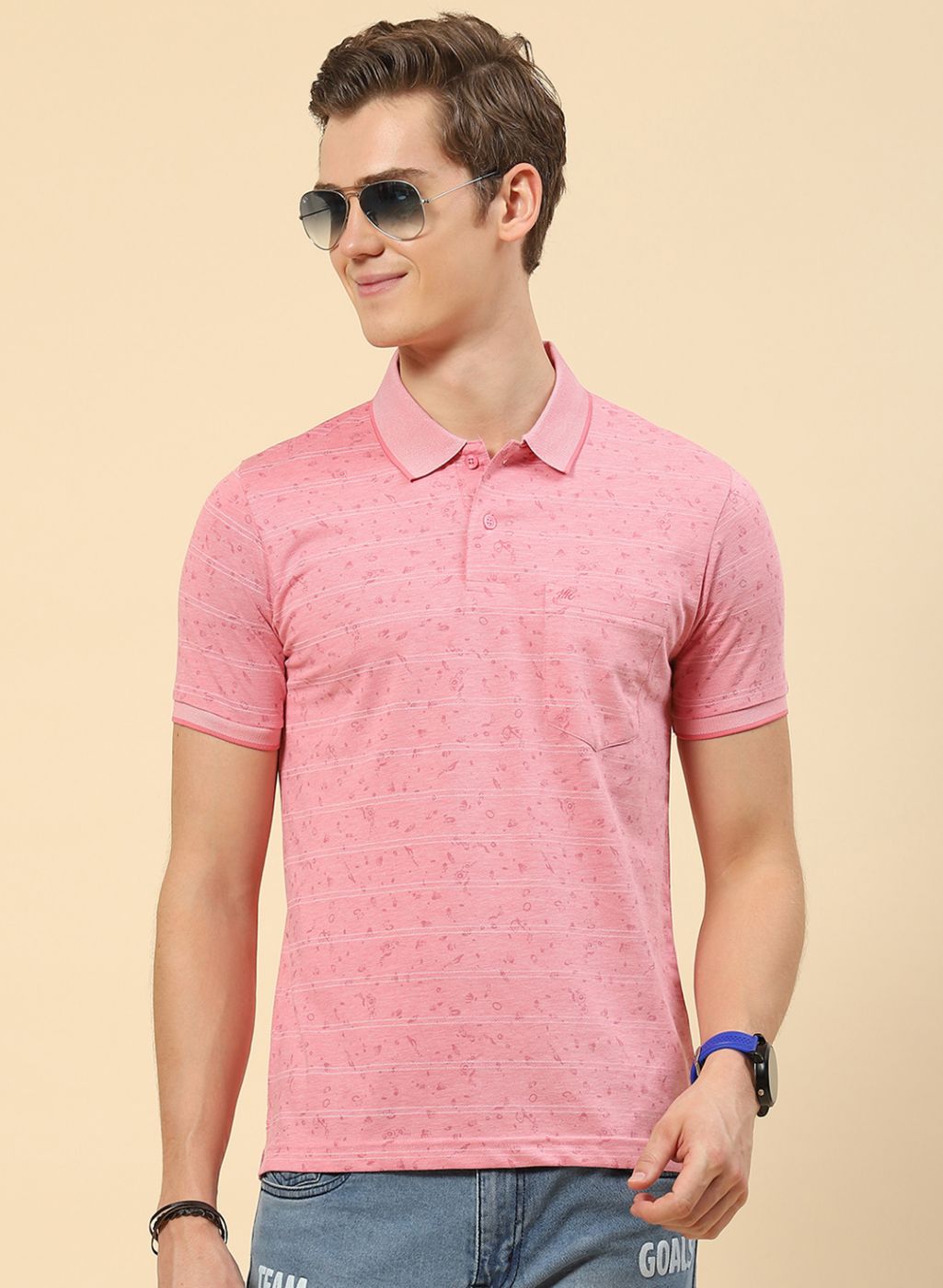 Men Pink Printed T-Shirt