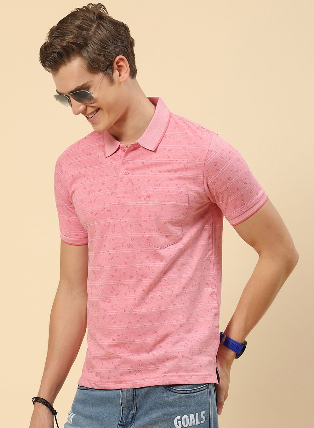 Men Pink Printed T-Shirt