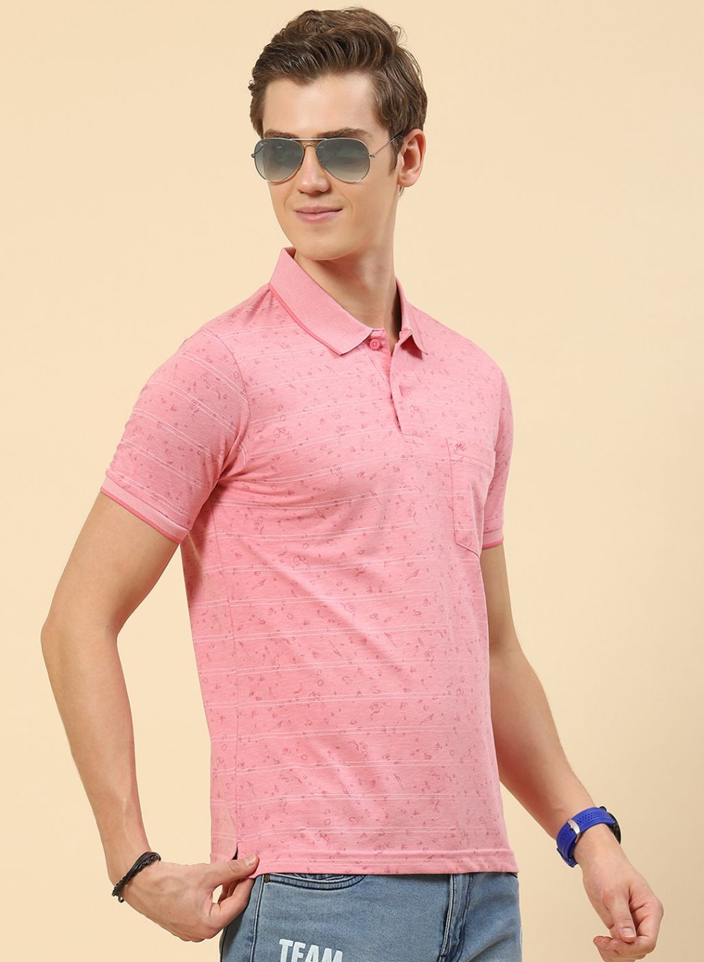 Men Pink Printed T-Shirt