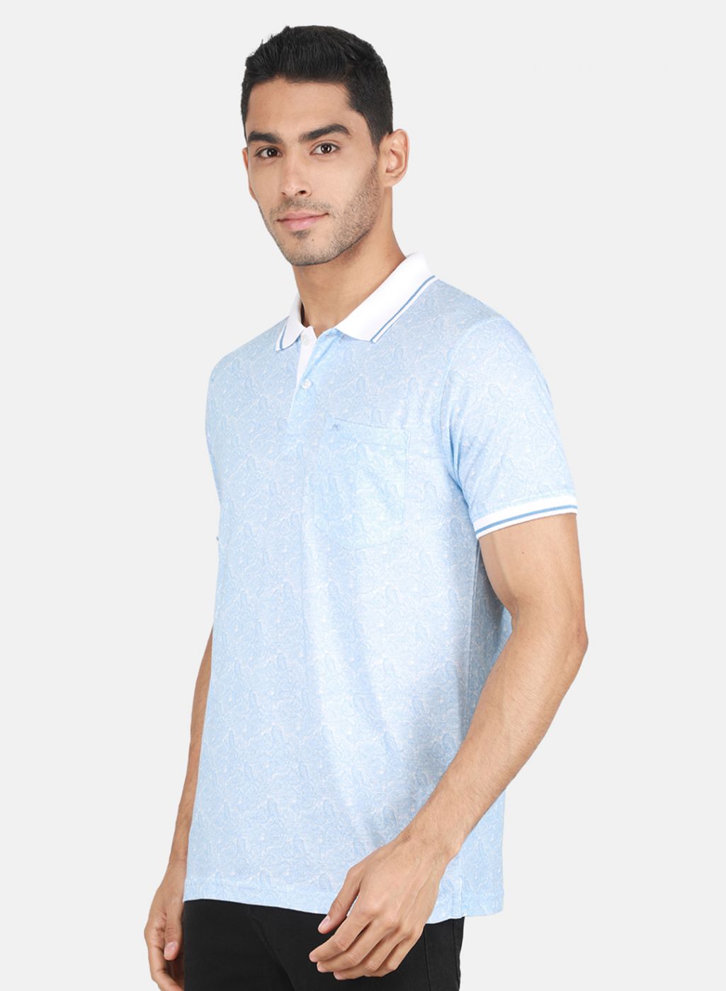 Men Sky Blue Printed T-Shirt