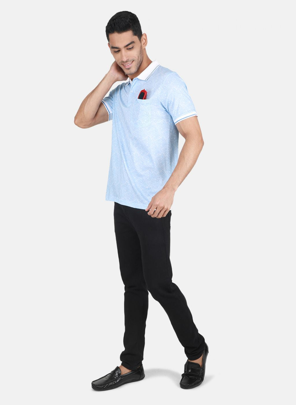 Men Sky Blue Printed T-Shirt