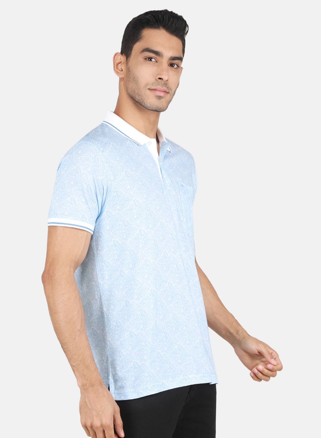 Men Sky Blue Printed T-Shirt