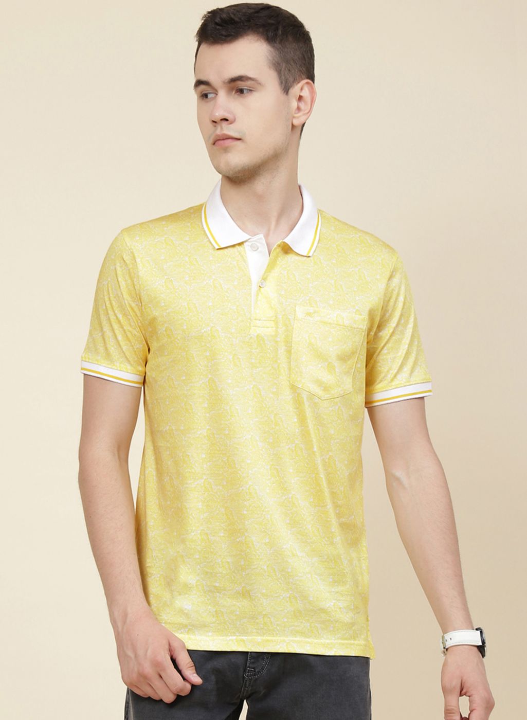 Men Yellow Printed T-Shirt