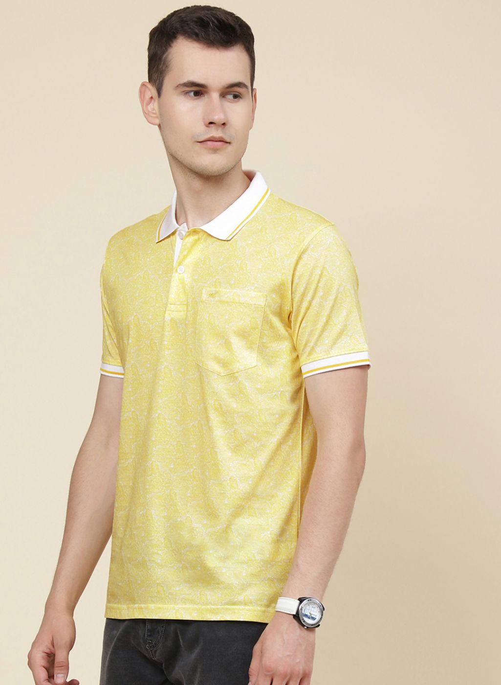 Men Yellow Printed T-Shirt