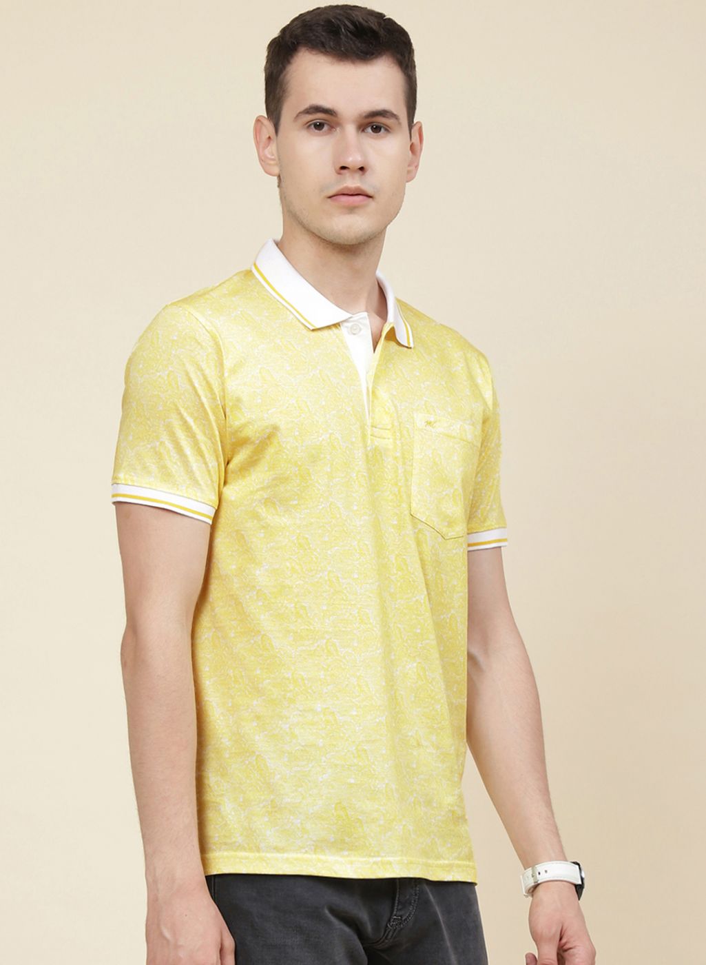 Men Yellow Printed T-Shirt