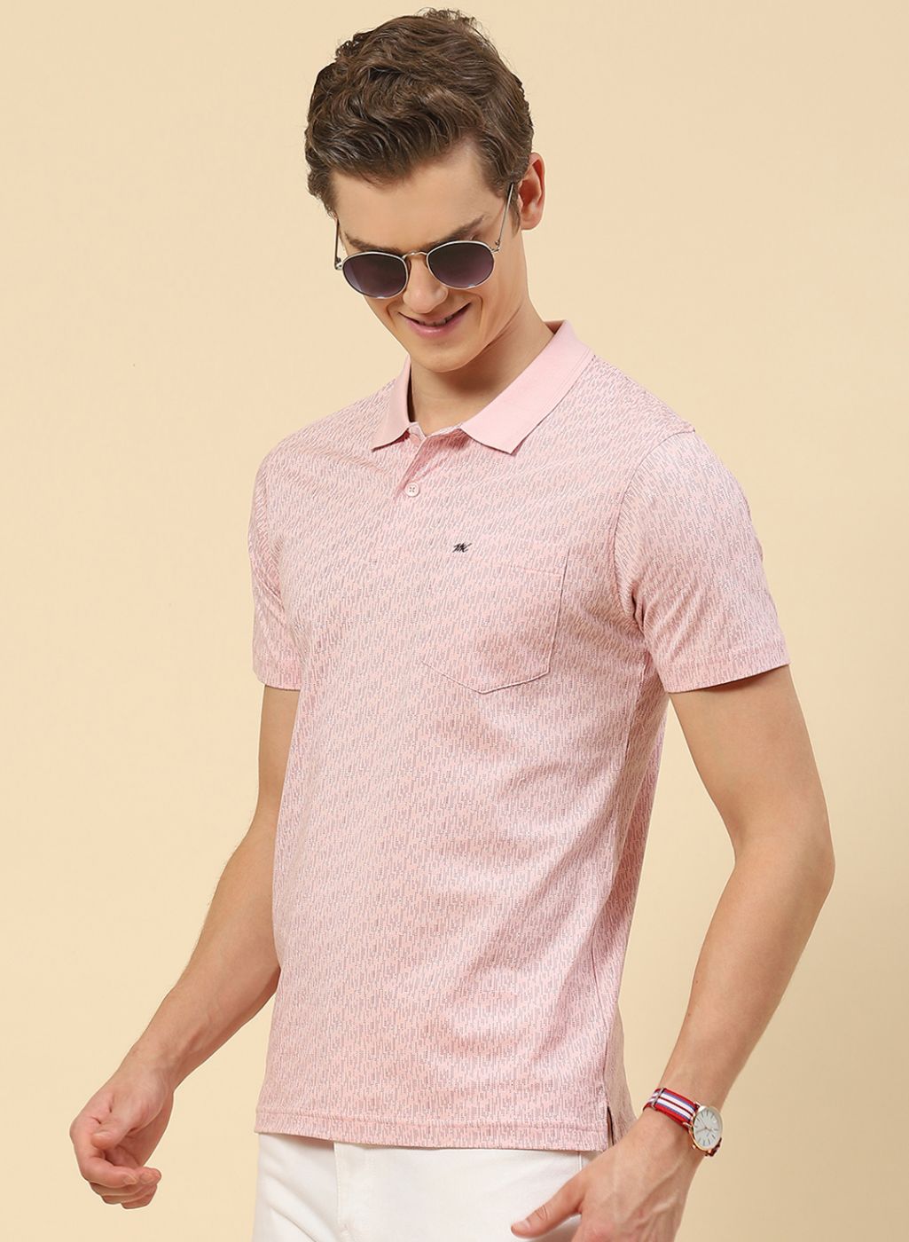 Men Pink Printed T-Shirt