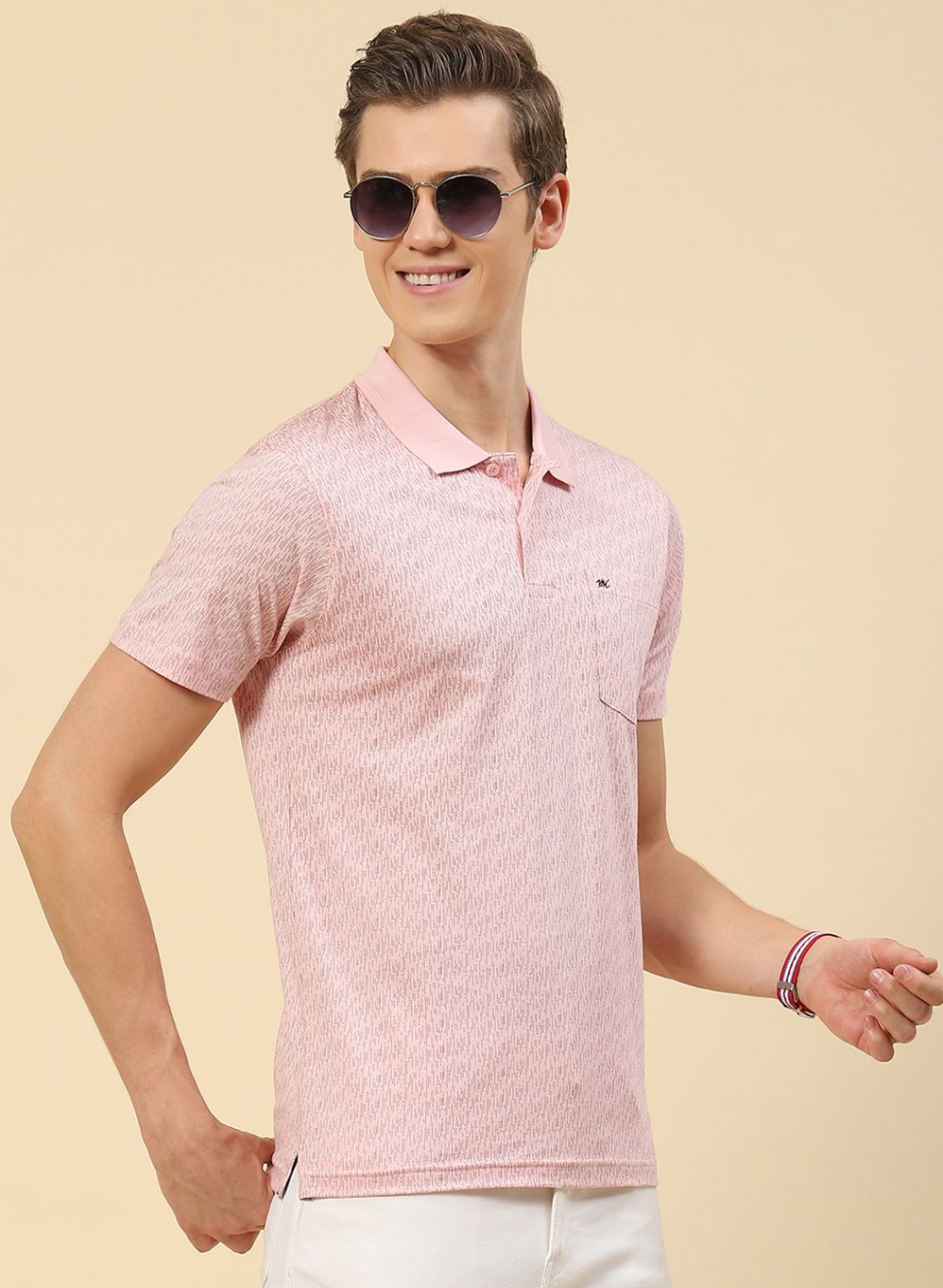 Men Pink Printed T-Shirt