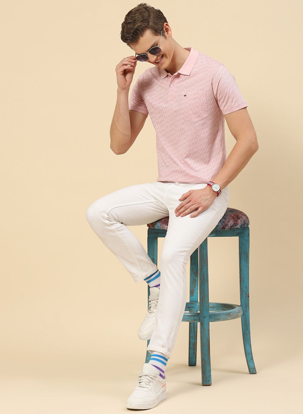 Men Pink Printed T-Shirt