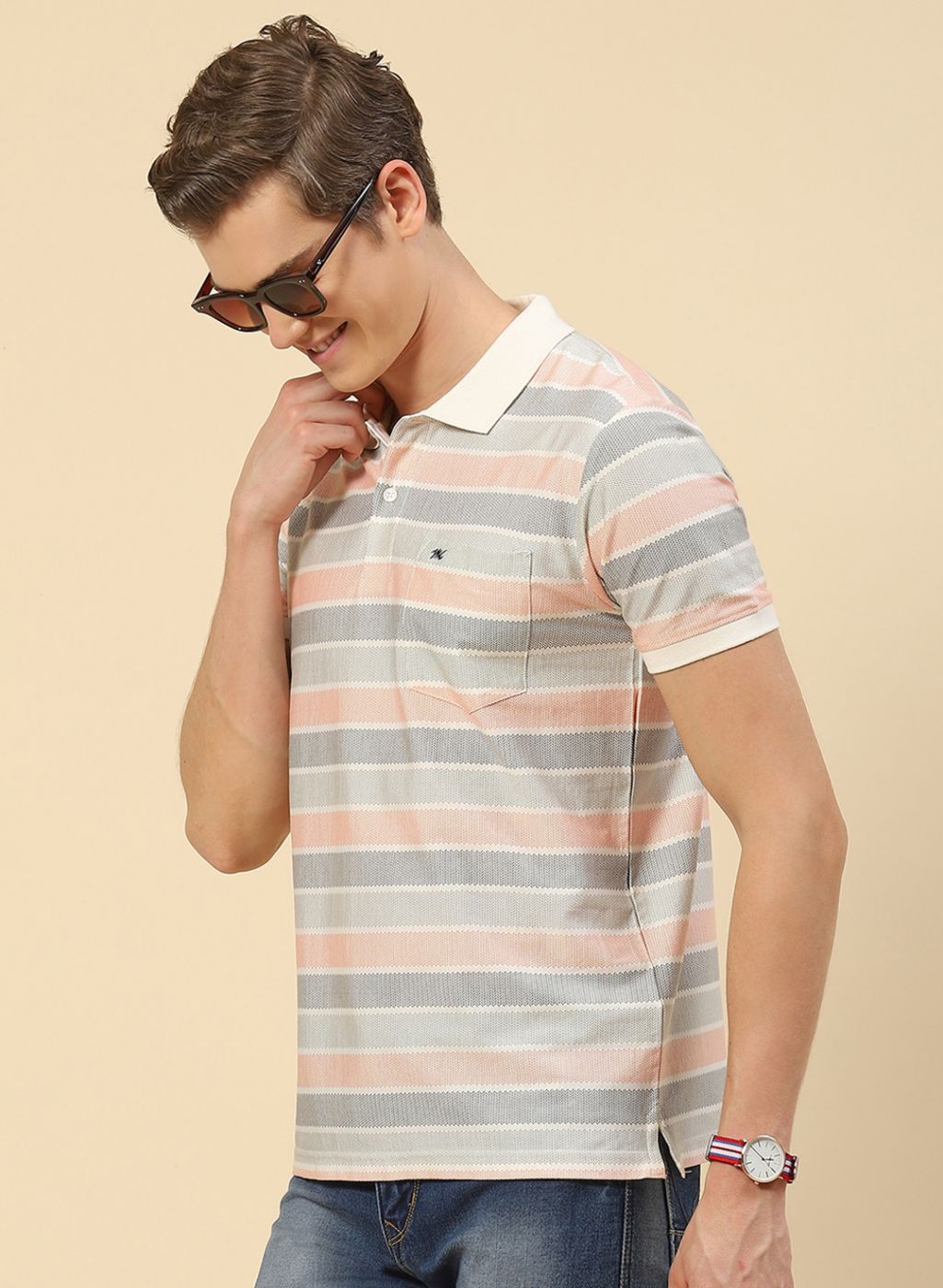 Men Peach Printed T-Shirt