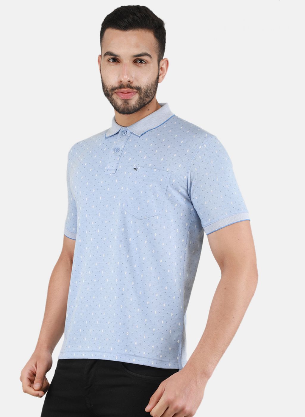 Men Sky Blue Printed T-Shirt