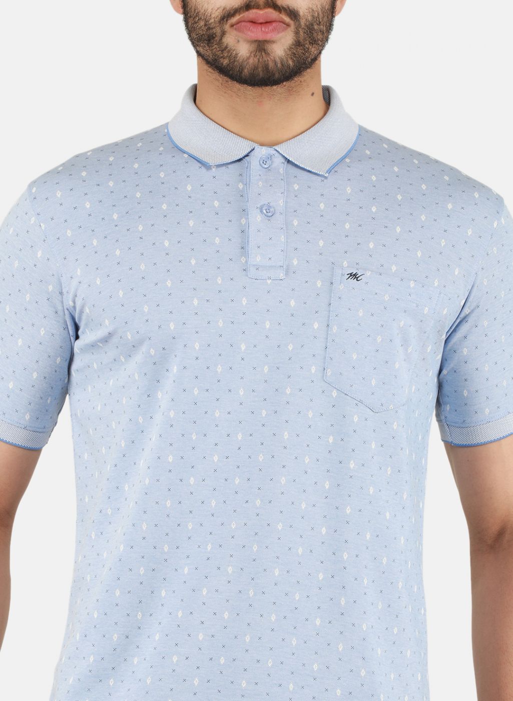 Men Sky Blue Printed T-Shirt