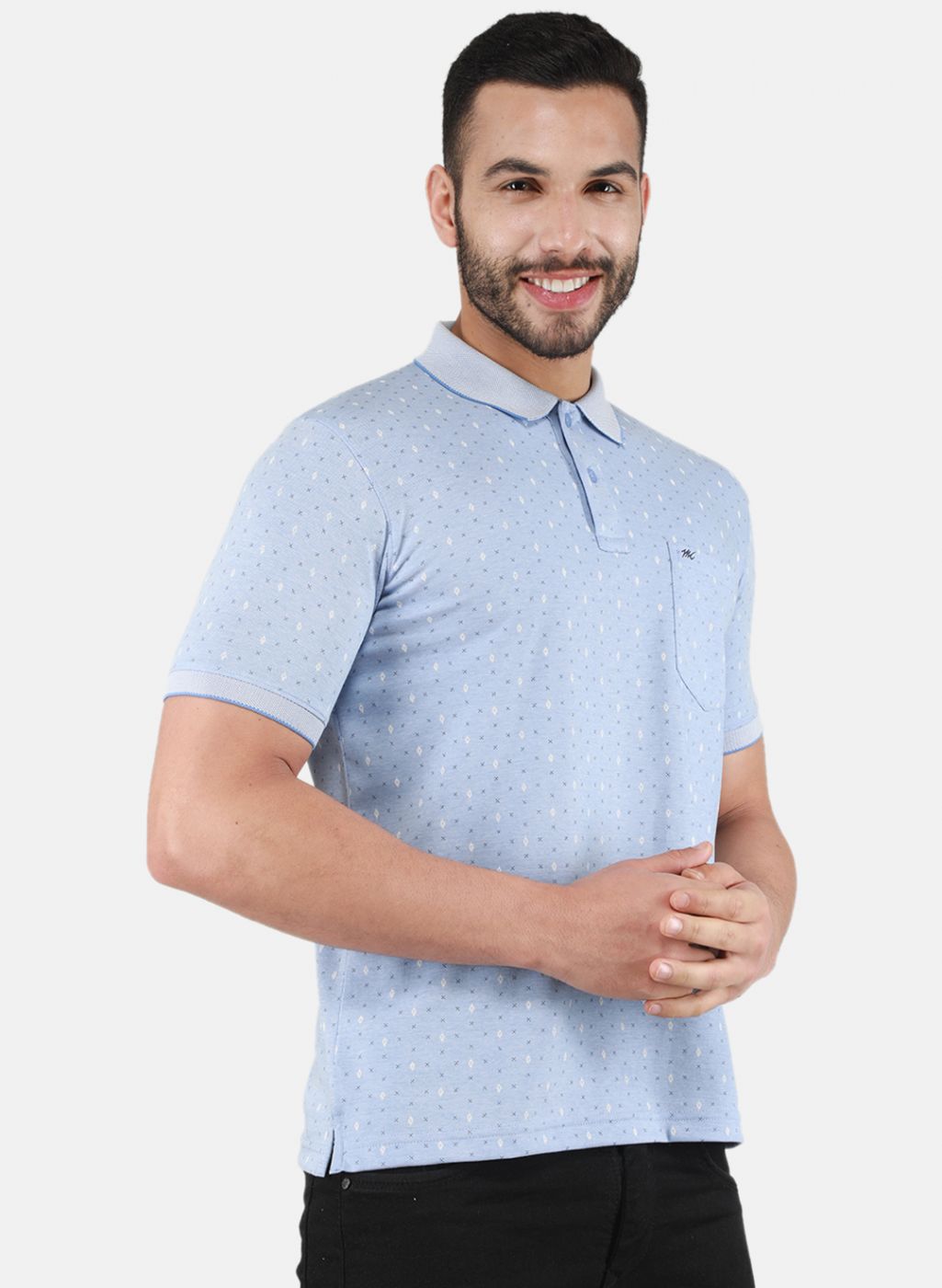 Men Sky Blue Printed T-Shirt