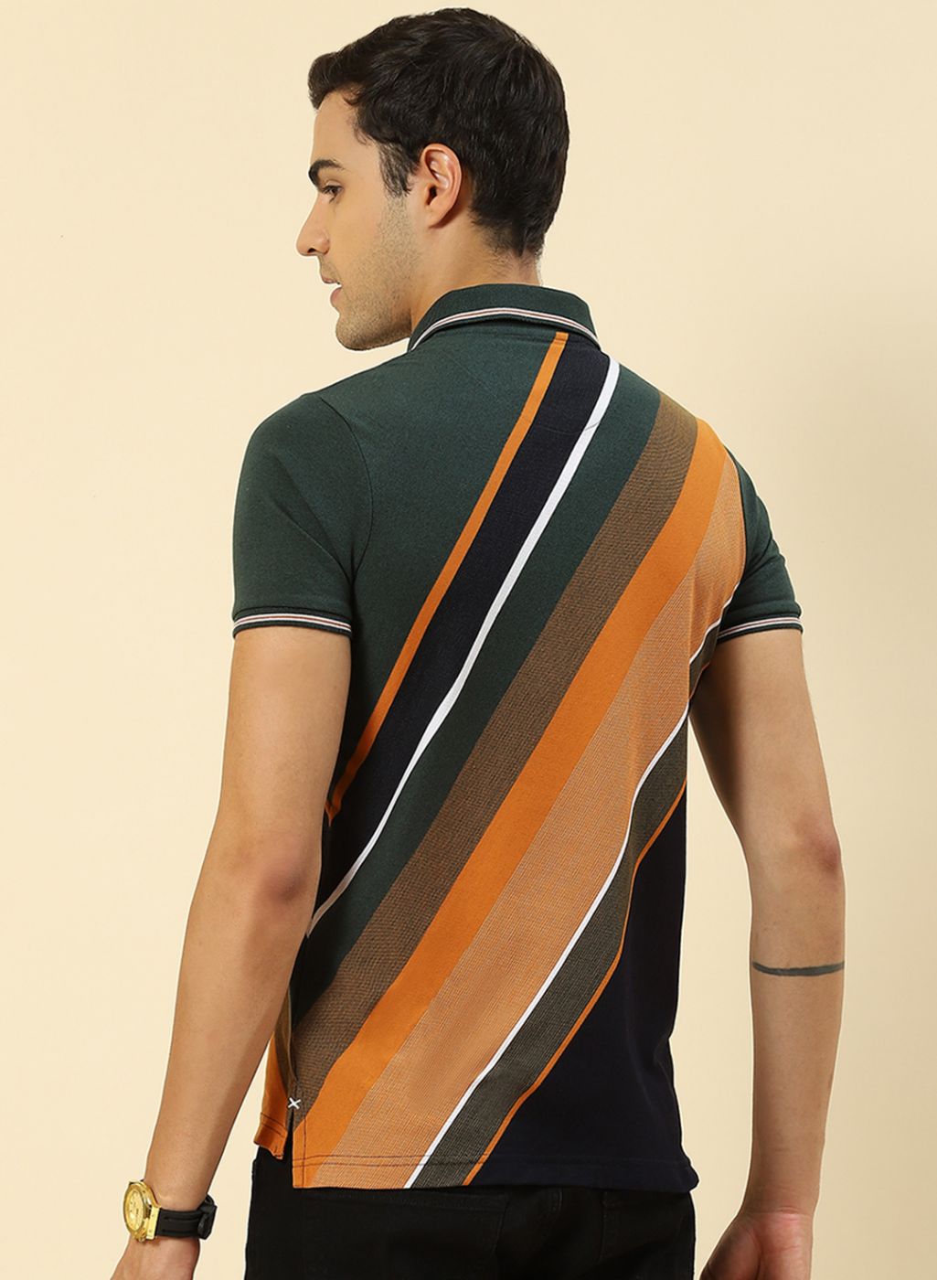 Men Olive Stripe T-Shirt