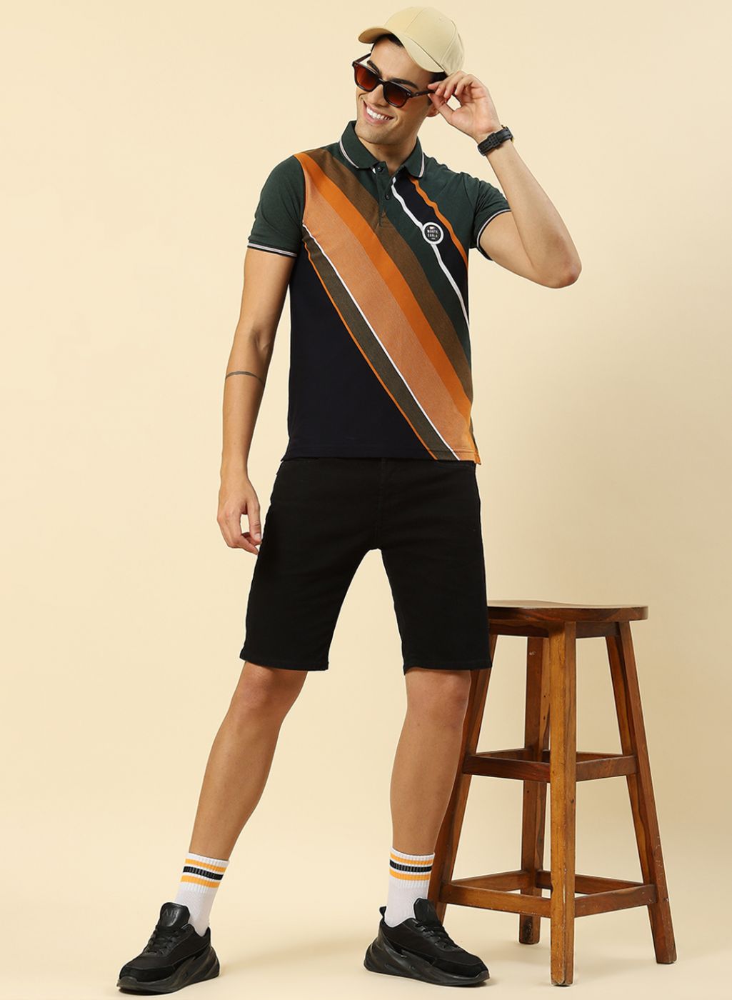 Men Olive Stripe T-Shirt