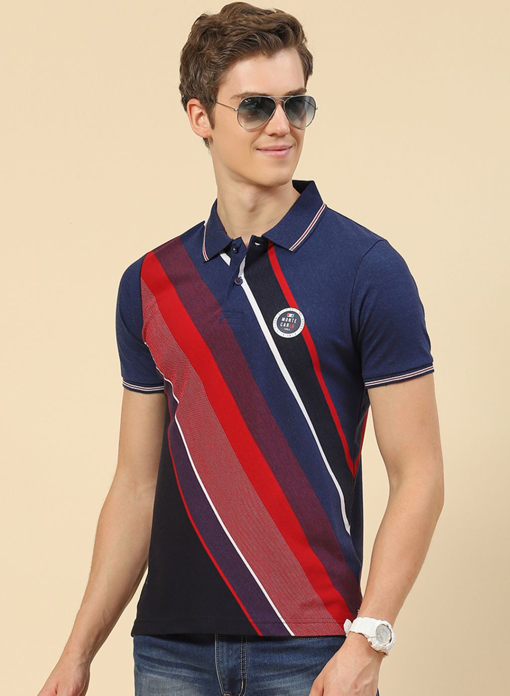 Men Blue Stripe T-Shirt