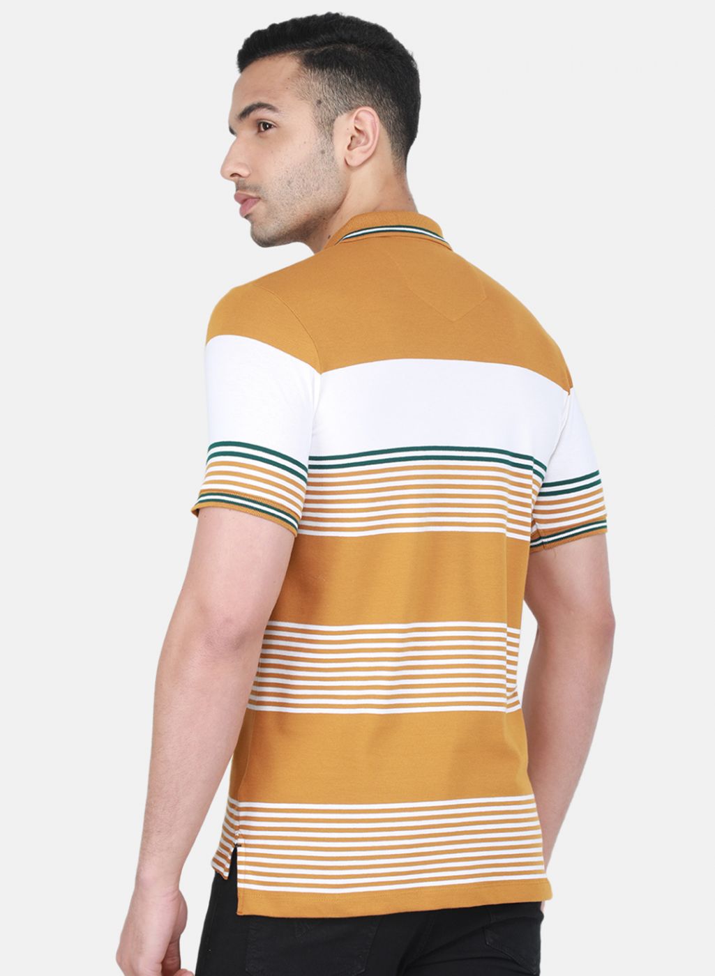 Men Mustard Jaquard T-Shirt