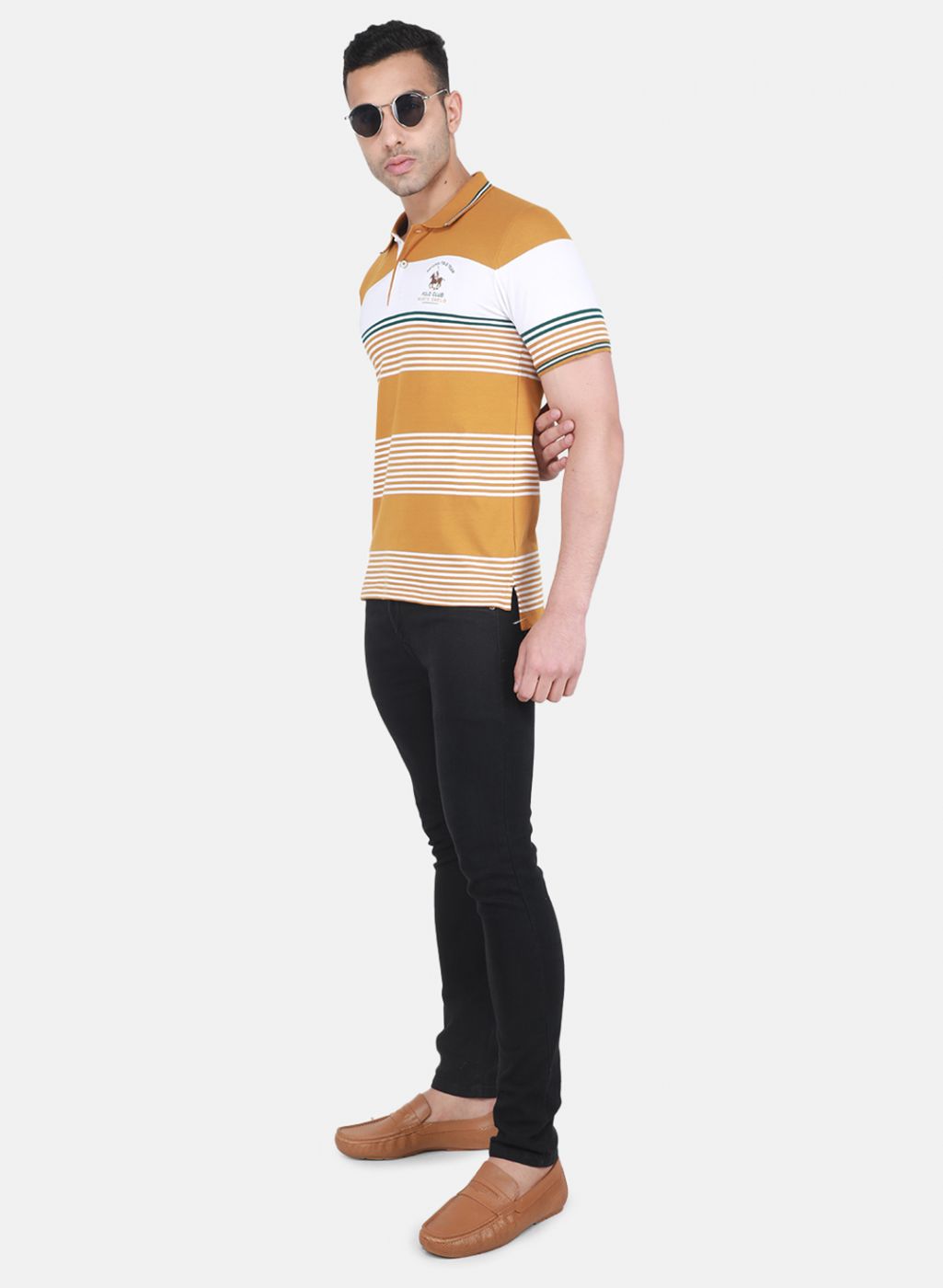 Men Mustard Jaquard T-Shirt