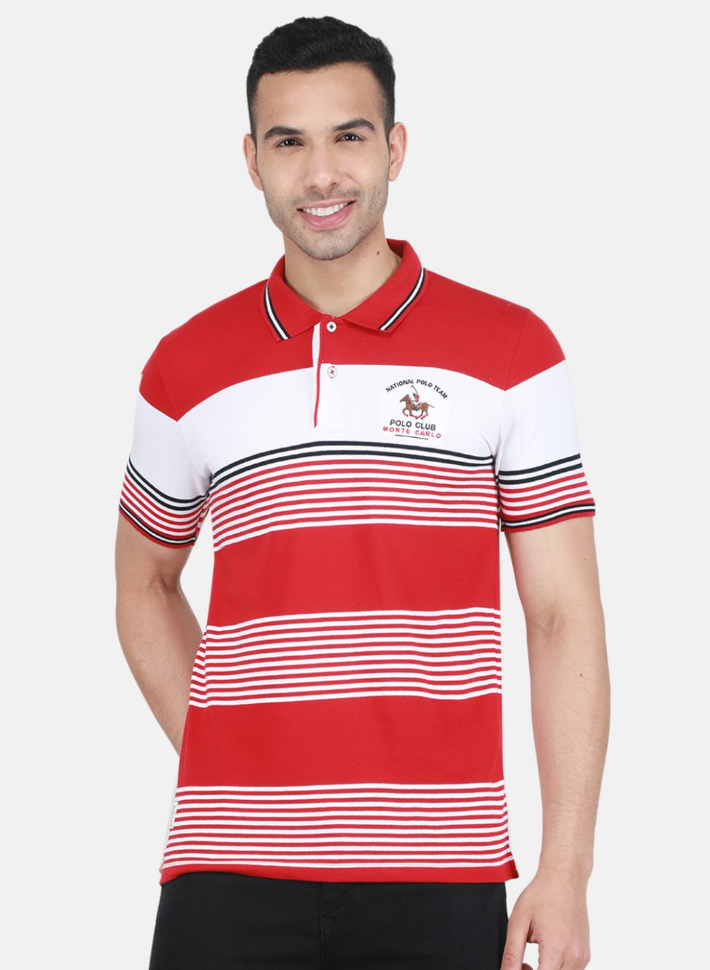 Men Red Jaquard T-Shirt