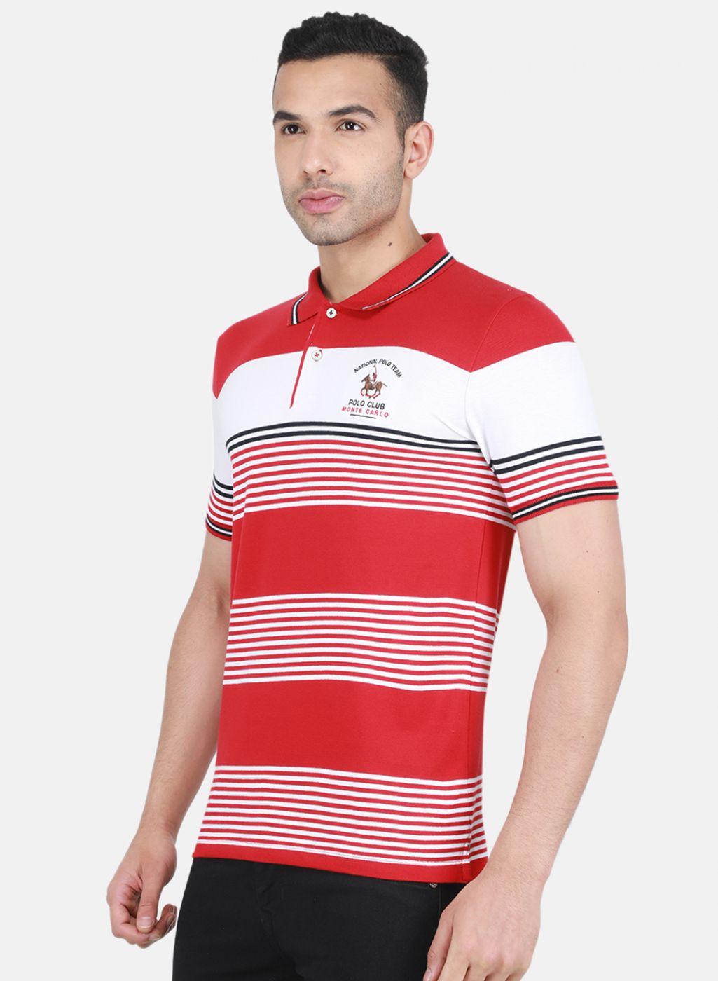 Men Red Jaquard T-Shirt