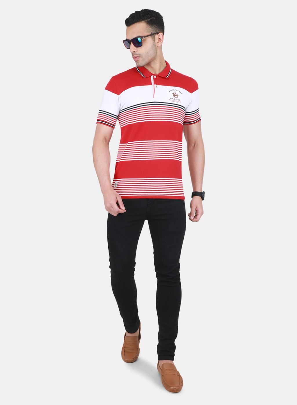 Men Red Jaquard T-Shirt