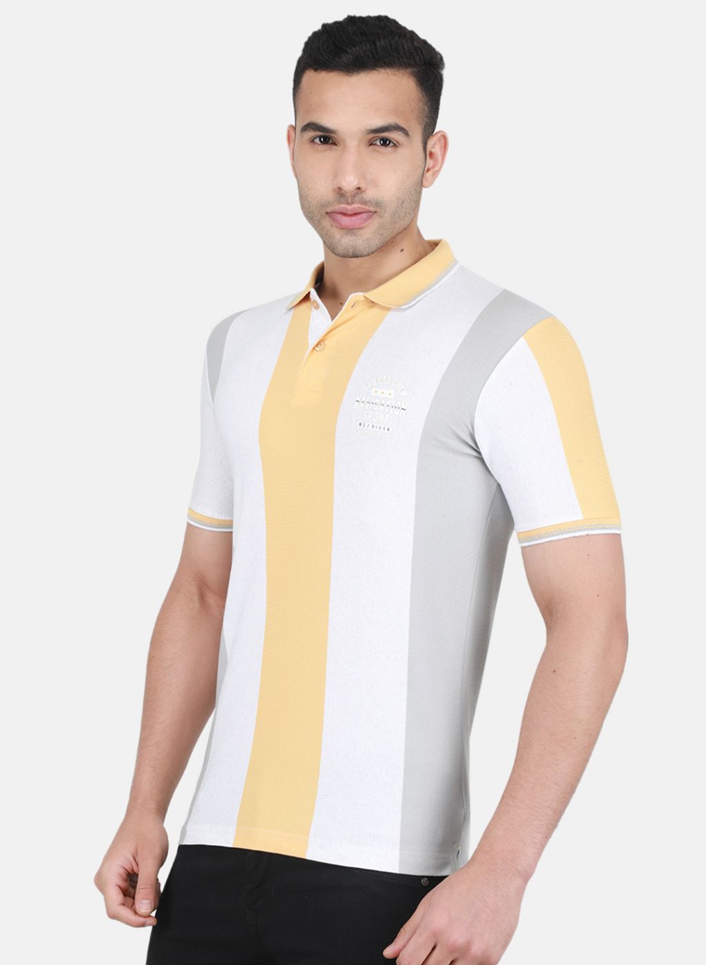 Men Yellow Jaquard T-Shirt