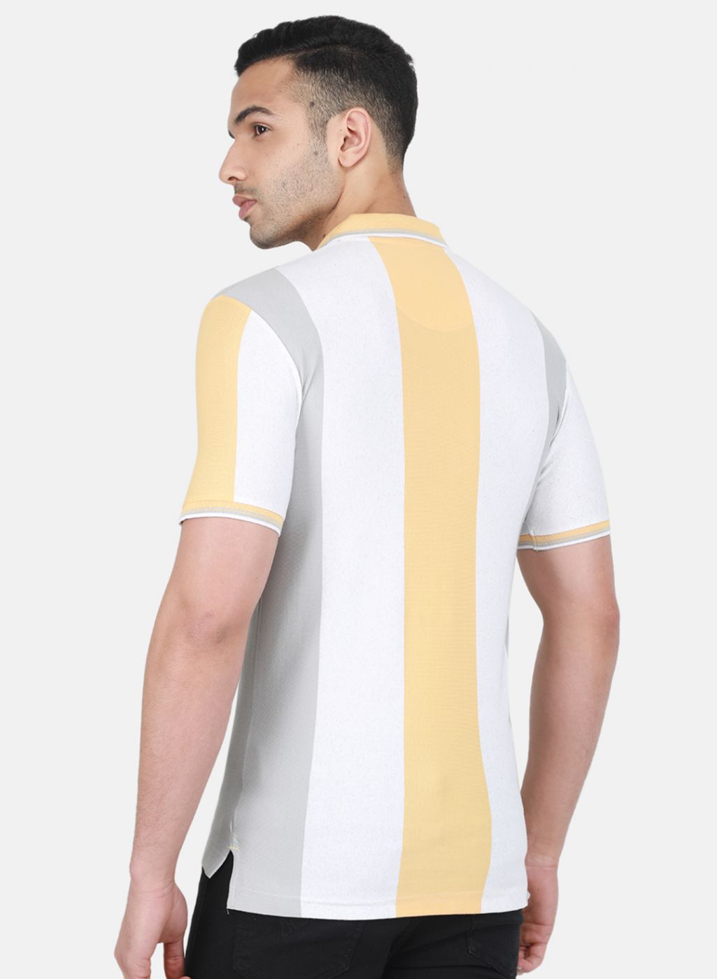 Men Yellow Jaquard T-Shirt