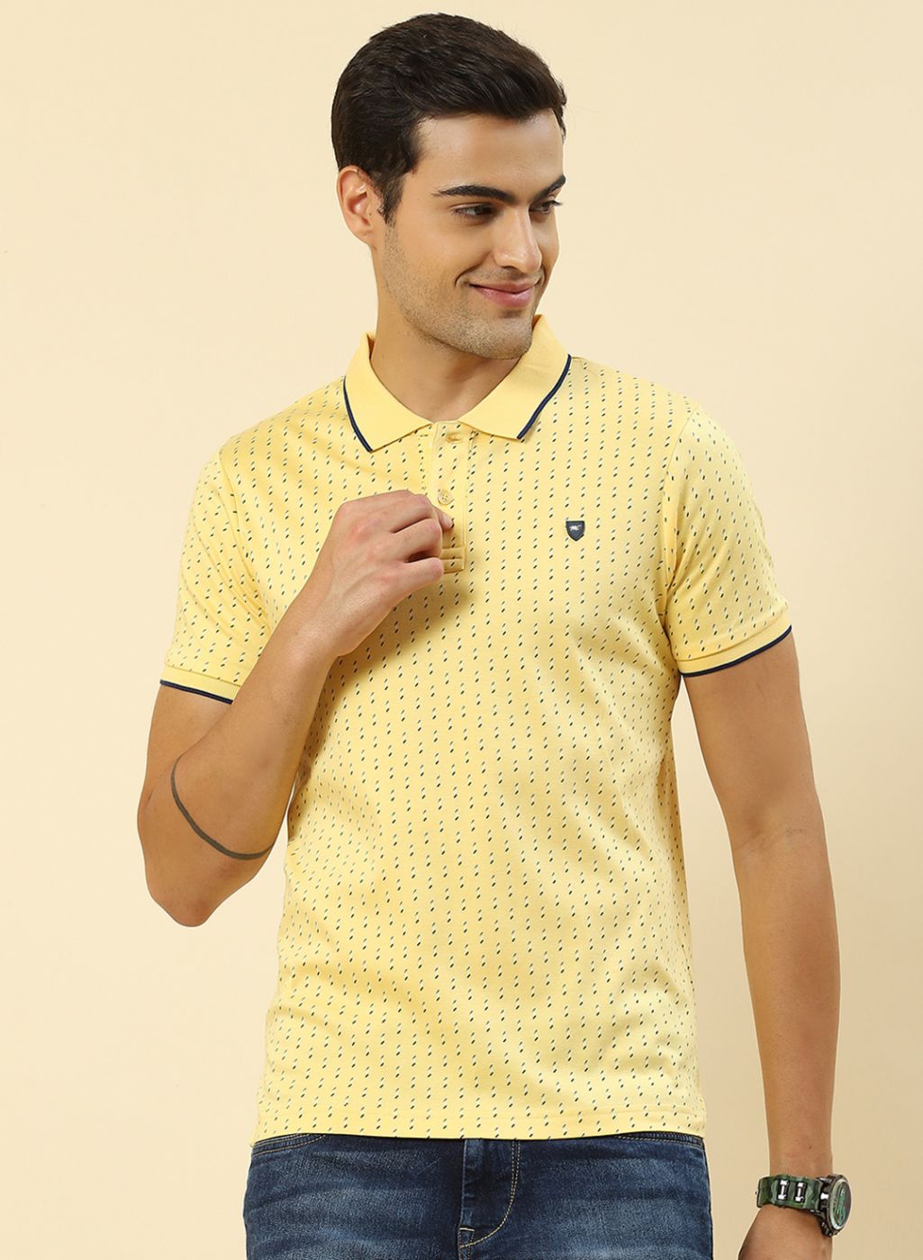 Men Yellow Printed T-Shirt