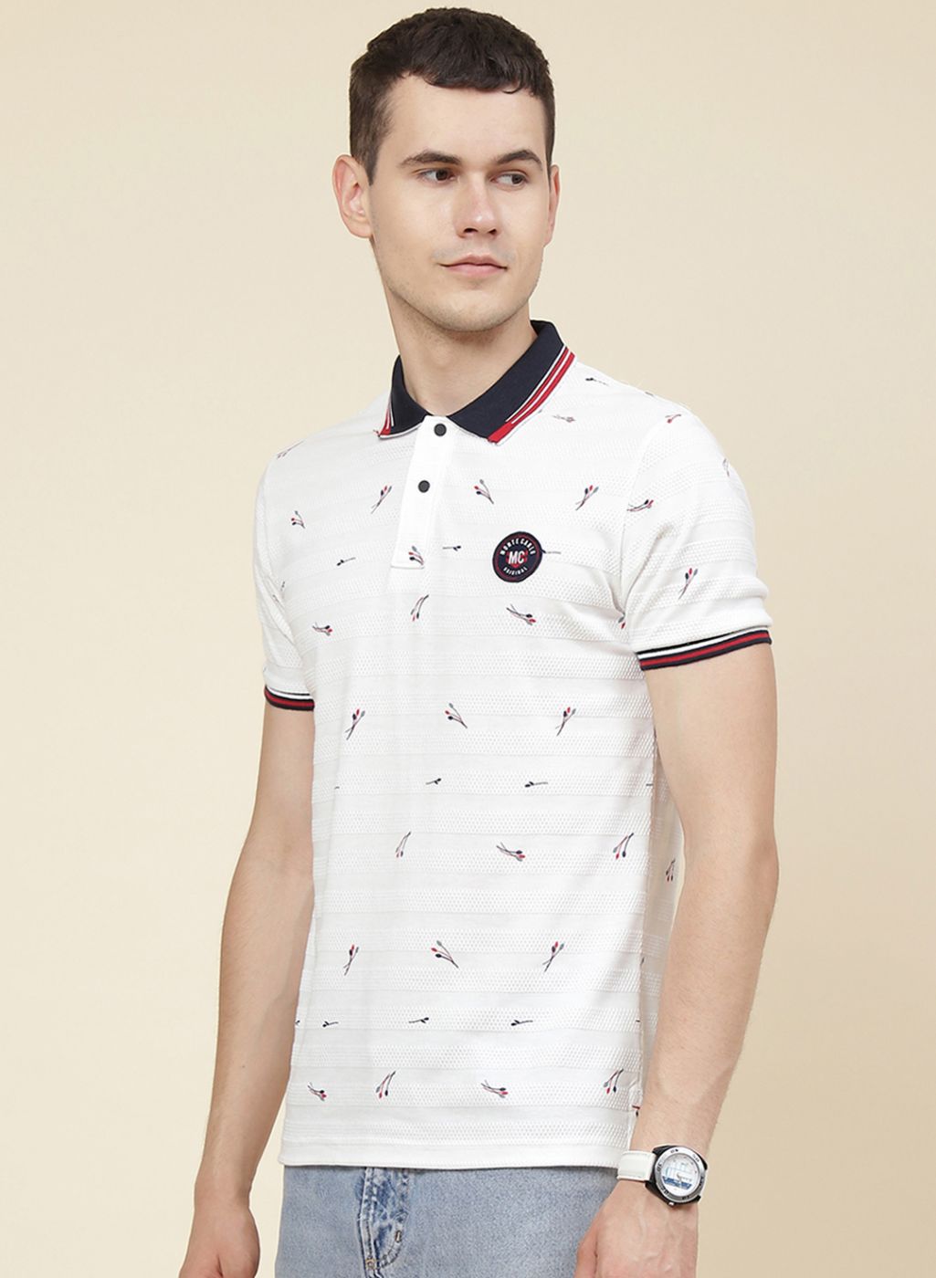 Men White Printed T-Shirt