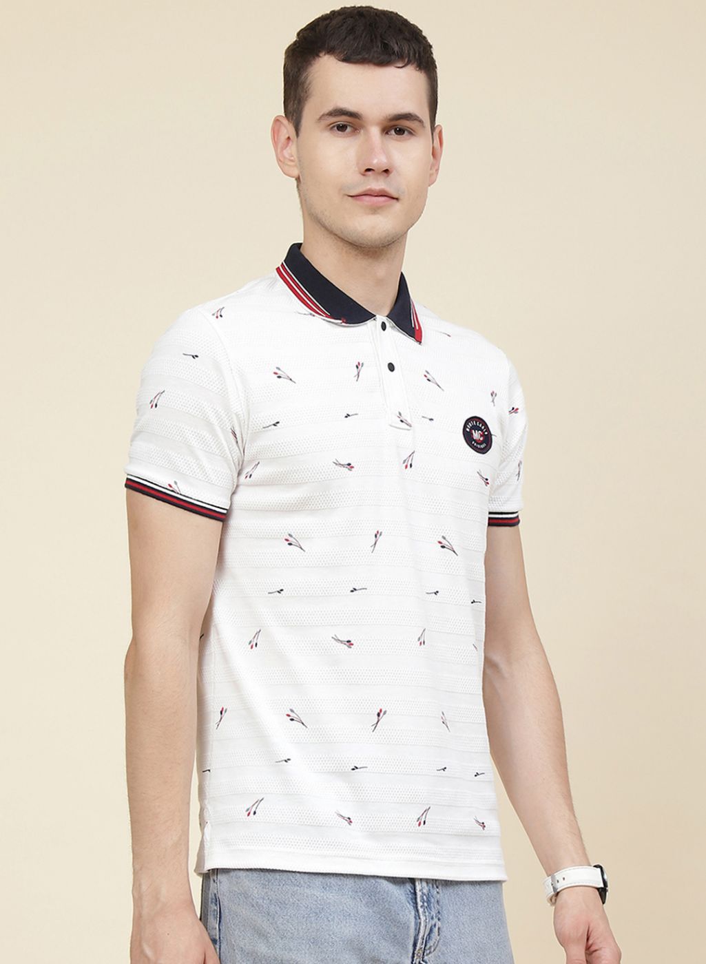 Men White Printed T-Shirt