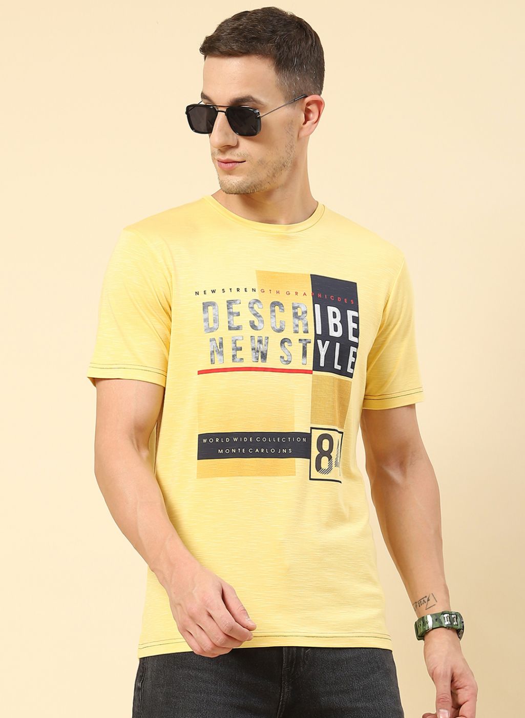 Men Yellow Printed T-Shirt