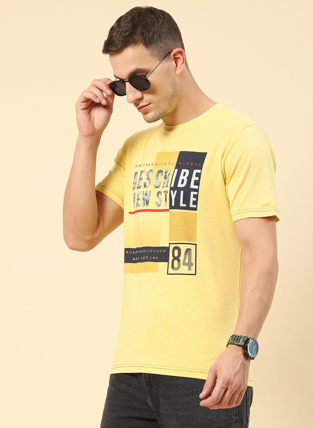 Men Yellow Printed T-Shirt