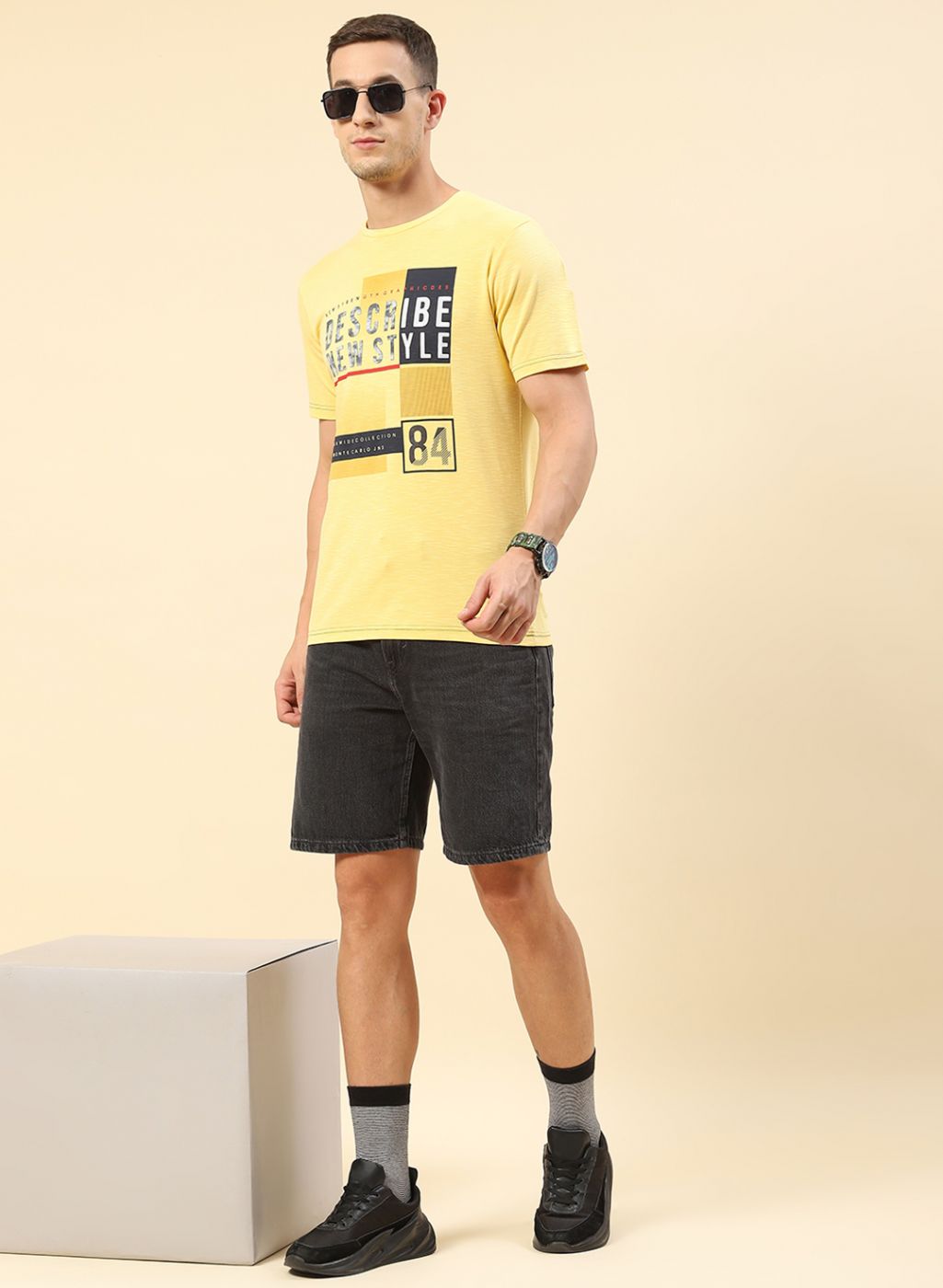 Men Yellow Printed T-Shirt