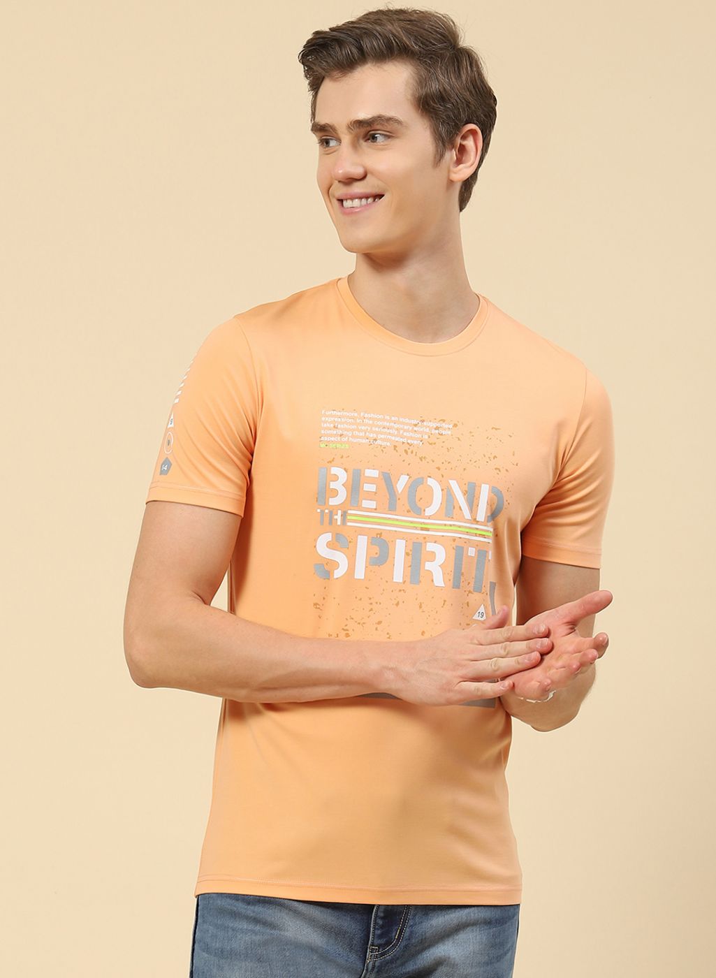 Men Orange Printed T-Shirt