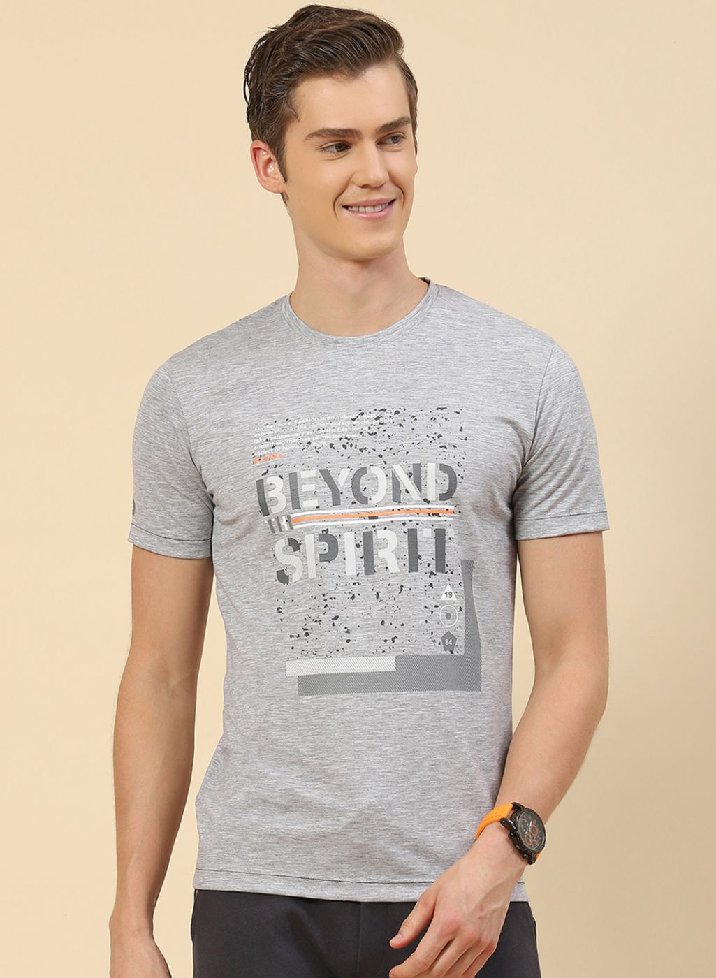 Men Grey Printed T-Shirt