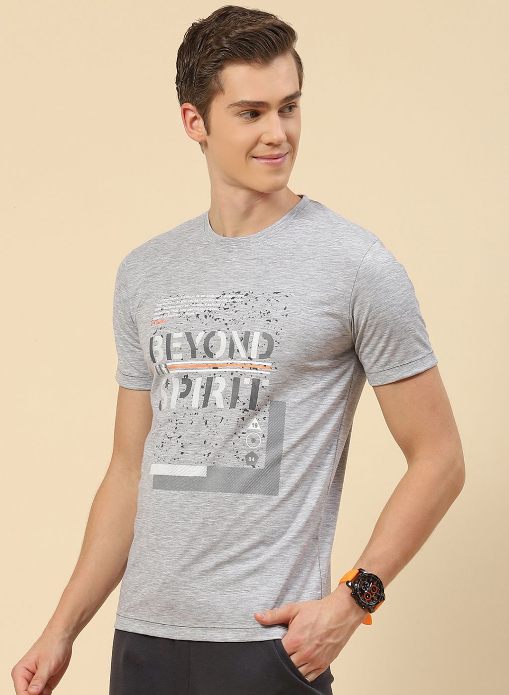 Men Grey Printed T-Shirt