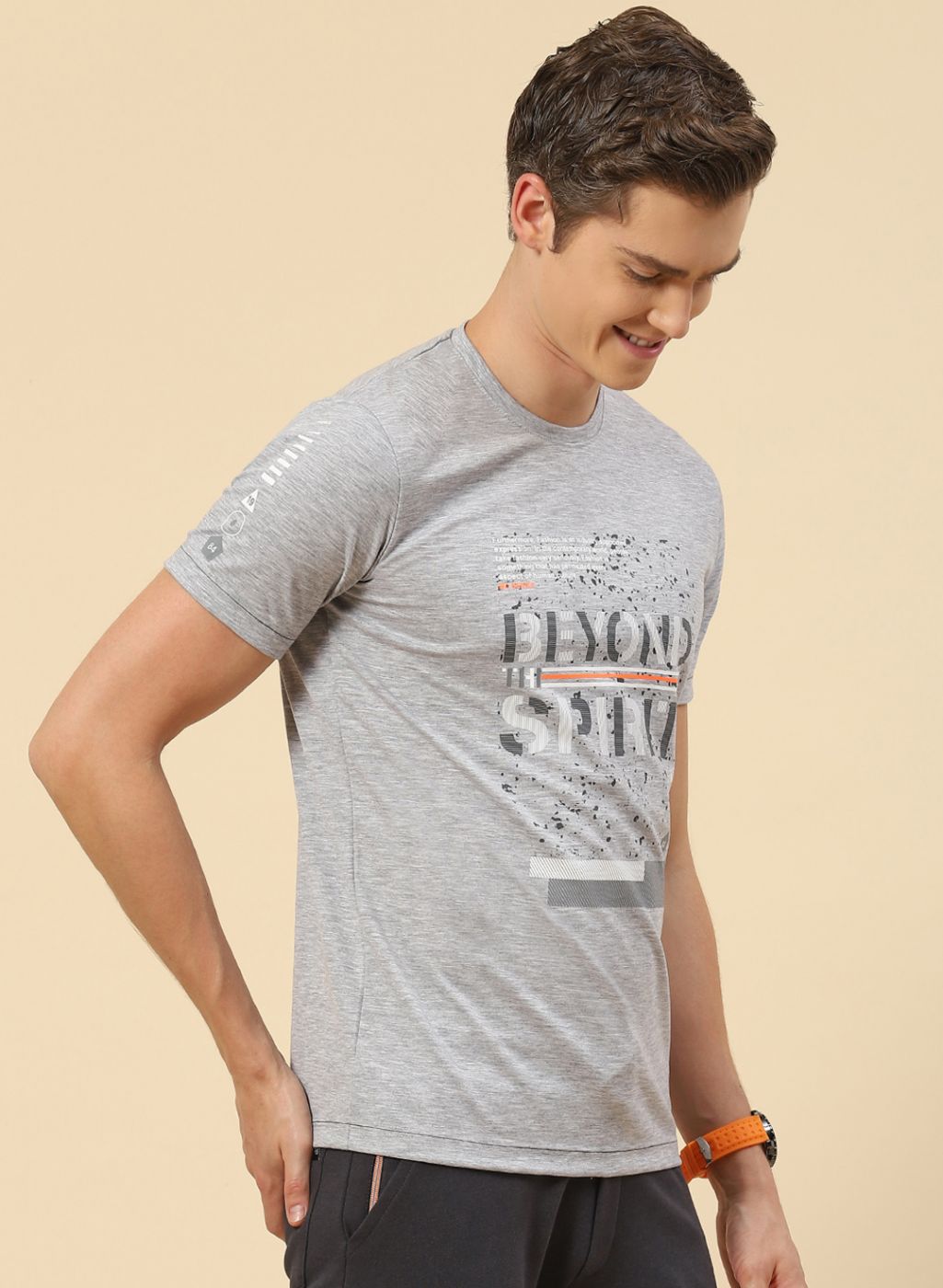 Men Grey Printed T-Shirt