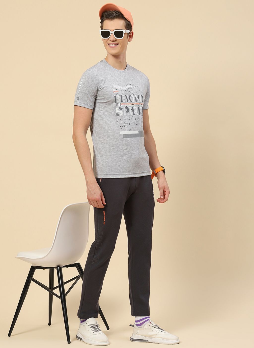 Men Grey Printed T-Shirt