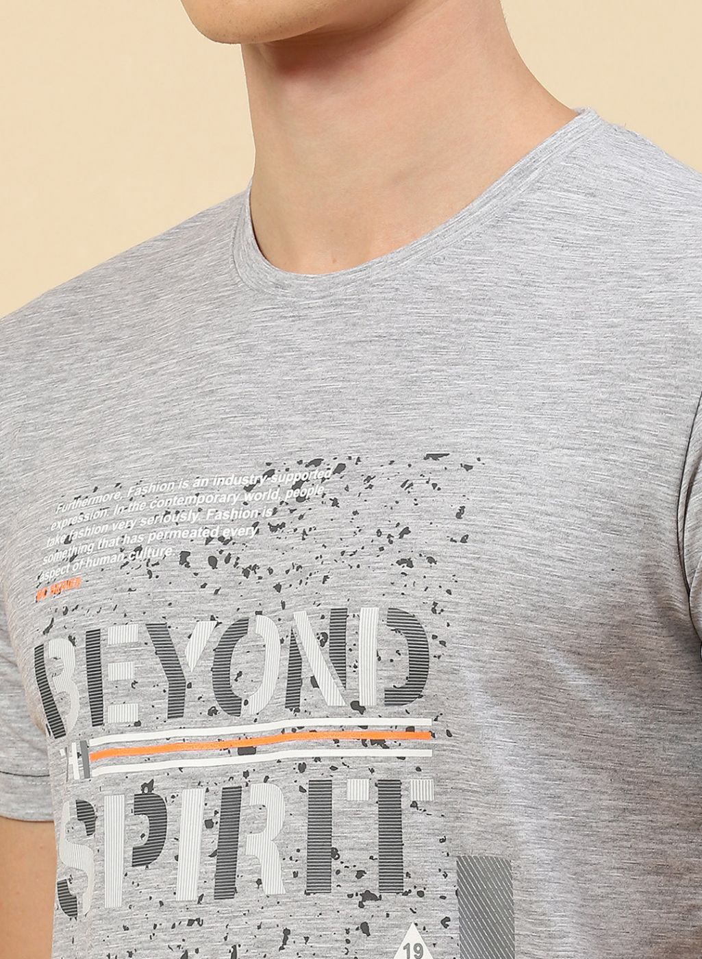 Men Grey Printed T-Shirt