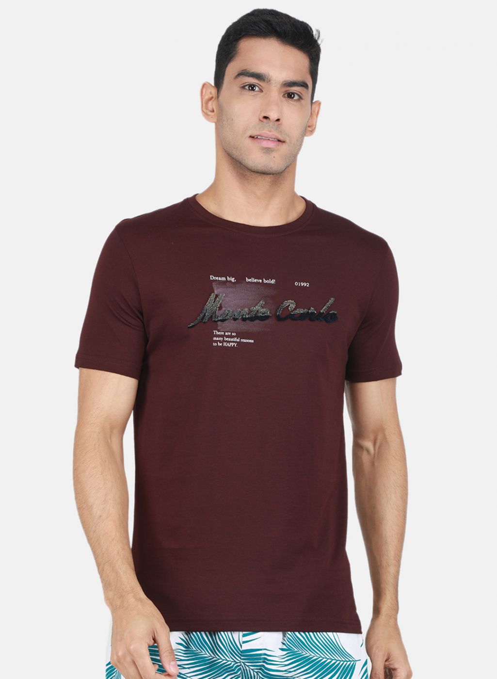 Men Maroon Printed T-Shirt