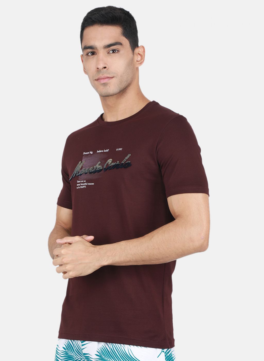 Men Maroon Printed T-Shirt