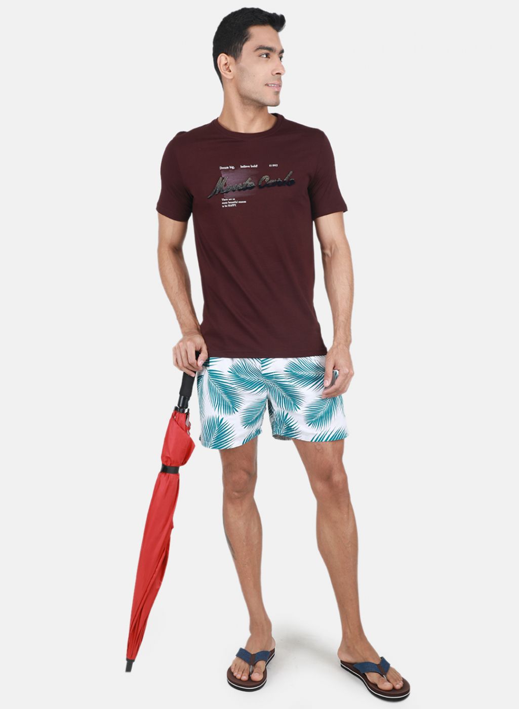 Men Maroon Printed T-Shirt